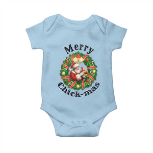Funny Christmas Chicken Lovers Baby Onesie Merry Chickmas Santa Gift TS12 Light Blue Print Your Wear