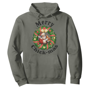Funny Christmas Chicken Lovers Hoodie Merry Chickmas Santa Gift TS12 Military Green Print Your Wear