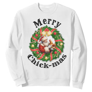 Funny Christmas Chicken Lovers Sweatshirt Merry Chickmas Santa Gift TS12 White Print Your Wear