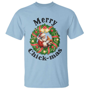 Funny Christmas Chicken Lovers T Shirt Merry Chickmas Santa Gift TS12 Light Blue Print Your Wear