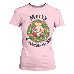 Funny Christmas Chicken Lovers T Shirt For Women Merry Chickmas Santa Gift TS12 Light Pink Print Your Wear