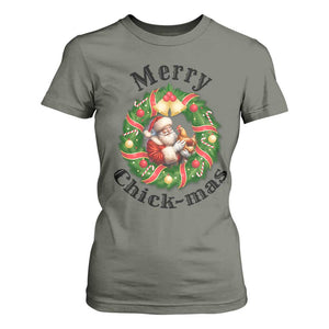 Funny Christmas Chicken Lovers T Shirt For Women Merry Chickmas Santa Gift TS12 Military Green Print Your Wear