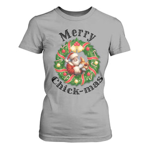 Funny Christmas Chicken Lovers T Shirt For Women Merry Chickmas Santa Gift TS12 Sport Gray Print Your Wear