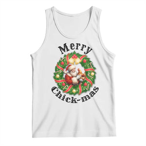 Funny Christmas Chicken Lovers Tank Top Merry Chickmas Santa Gift TS12 White Print Your Wear