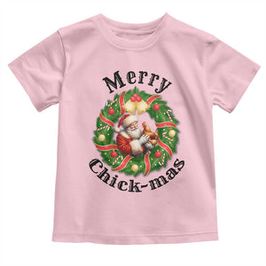 Funny Christmas Chicken Lovers Toddler T Shirt Merry Chickmas Santa Gift TS12 Light Pink Print Your Wear