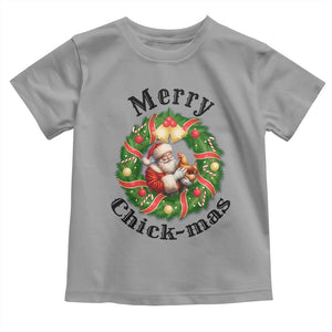 Funny Christmas Chicken Lovers Toddler T Shirt Merry Chickmas Santa Gift TS12 Sport Gray Print Your Wear