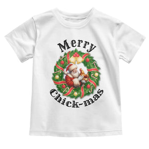 Funny Christmas Chicken Lovers Toddler T Shirt Merry Chickmas Santa Gift TS12 White Print Your Wear