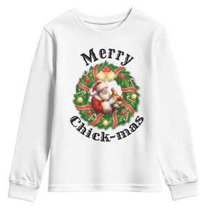 Funny Christmas Chicken Lovers Youth Sweatshirt Merry Chickmas Santa Gift TS12 White Print Your Wear
