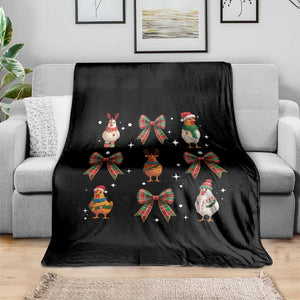 Cute Christmas Chicken With Xmas Coquette Bow Throw Blanket TS12 Print Your Wear