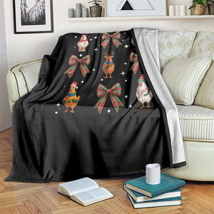 Cute Christmas Chicken With Xmas Coquette Bow Throw Blanket TS12 Print Your Wear