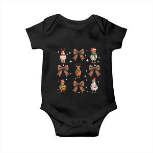 Cute Christmas Chicken With Xmas Coquette Bow Baby Onesie TS12 Black Print Your Wear