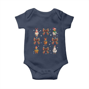 Cute Christmas Chicken With Xmas Coquette Bow Baby Onesie TS12 Navy Print Your Wear