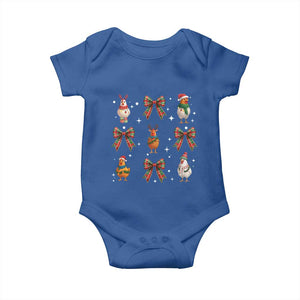 Cute Christmas Chicken With Xmas Coquette Bow Baby Onesie TS12 Royal Blue Print Your Wear
