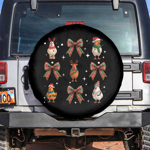 Cute Christmas Chicken With Xmas Coquette Bow Spare Tire Cover TS12 No hole Black Print Your Wear