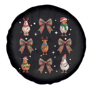 Cute Christmas Chicken With Xmas Coquette Bow Spare Tire Cover TS12 Print Your Wear