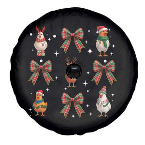 Cute Christmas Chicken With Xmas Coquette Bow Spare Tire Cover TS12 Print Your Wear