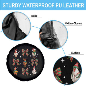 Cute Christmas Chicken With Xmas Coquette Bow Spare Tire Cover TS12 Print Your Wear