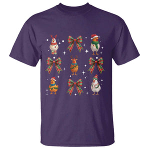 Cute Christmas Chicken With Xmas Coquette Bow T Shirt TS12 Purple Print Your Wear