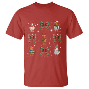 Cute Christmas Chicken With Xmas Coquette Bow T Shirt TS12 Red Print Your Wear