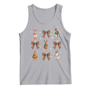 Cute Christmas Chicken With Xmas Coquette Bow Tank Top TS12 Athletic Heather Print Your Wear