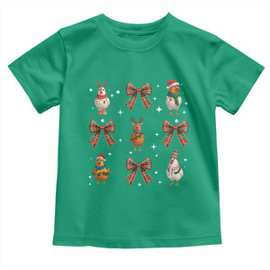 Cute Christmas Chicken With Xmas Coquette Bow Toddler T Shirt TS12 Irish Green Print Your Wear