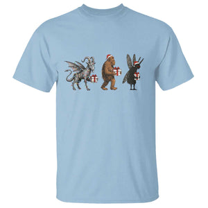 Christmas Cryptid Gift T Shirt Bigfoot Jersey Devil Mothman Santa TS12 Light Blue Print Your Wear