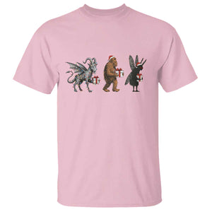 Christmas Cryptid Gift T Shirt Bigfoot Jersey Devil Mothman Santa TS12 Light Pink Print Your Wear