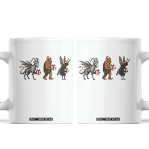 Christmas Cryptid Gift Coffee Mug Bigfoot Jersey Devil Mothman Santa TS12 White Print Your Wear