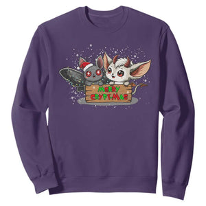 Mothman And Jersey Devil Sweatshirt Merry Cryptmas Funny Holiday Gift TS12 Purple Print Your Wear