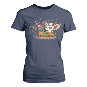 Mothman And Jersey Devil T Shirt For Women Merry Cryptmas Funny Holiday Gift TS12 Navy Print Your Wear