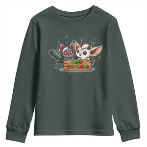 Mothman And Jersey Devil Youth Sweatshirt Merry Cryptmas Funny Holiday Gift TS12 Dark Forest Green Print Your Wear