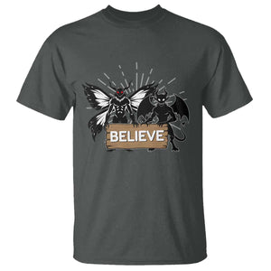 Mothman Jersey Devil T Shirt Believe Cryptid Folklore Gift TS12 Dark Heather Print Your Wear