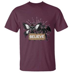 Mothman Jersey Devil T Shirt Believe Cryptid Folklore Gift TS12 Maroon Print Your Wear