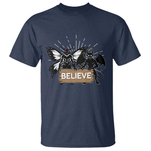 Mothman Jersey Devil T Shirt Believe Cryptid Folklore Gift TS12 Navy Print Your Wear
