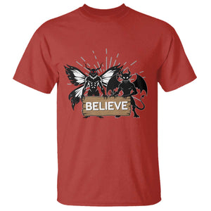 Mothman Jersey Devil T Shirt Believe Cryptid Folklore Gift TS12 Red Print Your Wear