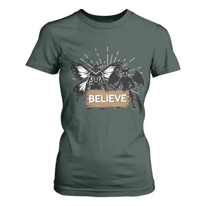 Mothman Jersey Devil T Shirt For Women Believe Cryptid Folklore Gift TS12 Dark Forest Green Print Your Wear