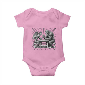 Bigfoot Jersey Devil Baby Onesie Arm Wrestling Funny Cryptid Gift TS12 Light Pink Print Your Wear