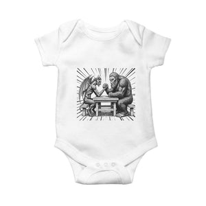 Bigfoot Jersey Devil Baby Onesie Arm Wrestling Funny Cryptid Gift TS12 White Print Your Wear