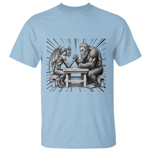 Bigfoot Jersey Devil T Shirt Arm Wrestling Funny Cryptid Gift TS12 Light Blue Print Your Wear