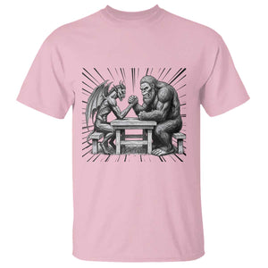 Bigfoot Jersey Devil T Shirt Arm Wrestling Funny Cryptid Gift TS12 Light Pink Print Your Wear