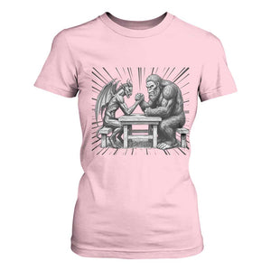 Bigfoot Jersey Devil T Shirt For Women Arm Wrestling Funny Cryptid Gift TS12 Light Pink Print Your Wear