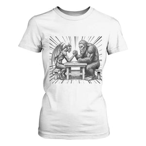 Bigfoot Jersey Devil T Shirt For Women Arm Wrestling Funny Cryptid Gift TS12 White Print Your Wear