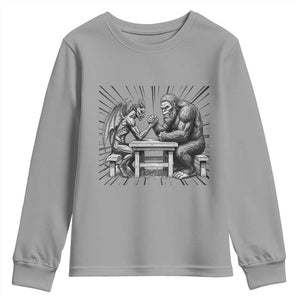 Bigfoot Jersey Devil Youth Sweatshirt Arm Wrestling Funny Cryptid Gift TS12 Sport Gray Print Your Wear