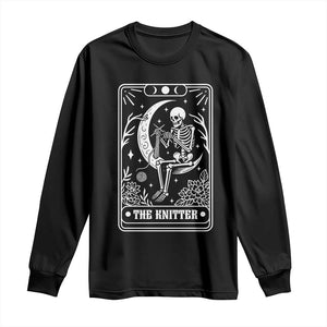 The Knitter Skeleton Long Sleeve Shirt Knitting Lover Gift Tarot Card Graphic TS12 Black Print Your Wear