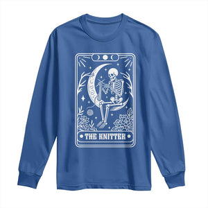 The Knitter Skeleton Long Sleeve Shirt Knitting Lover Gift Tarot Card Graphic TS12 Royal Blue Print Your Wear