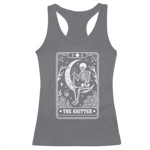 The Knitter Skeleton Racerback Tank Top Knitting Lover Gift Tarot Card Graphic TS12 Charcoal Print Your Wear