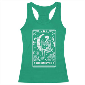 The Knitter Skeleton Racerback Tank Top Knitting Lover Gift Tarot Card Graphic TS12 Irish Green Print Your Wear