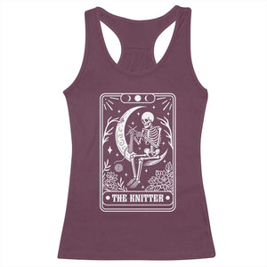 The Knitter Skeleton Racerback Tank Top Knitting Lover Gift Tarot Card Graphic TS12 Maroon Print Your Wear