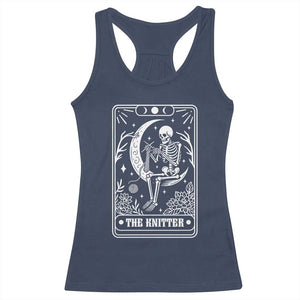 The Knitter Skeleton Racerback Tank Top Knitting Lover Gift Tarot Card Graphic TS12 Navy Print Your Wear