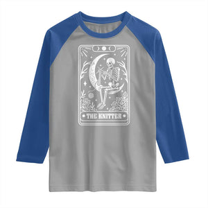 The Knitter Skeleton Raglan Shirt Knitting Lover Gift Tarot Card Graphic TS12 Sport Gray Royal Print Your Wear